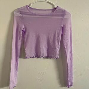 Aerie Purple Long Sleeve Crop Blouse